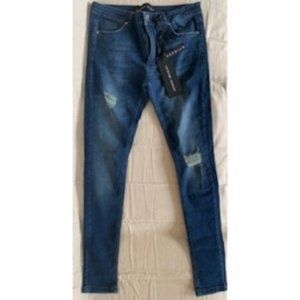 Criminal Damage Skinny Jeans - Medium Blue; Men's 32x32